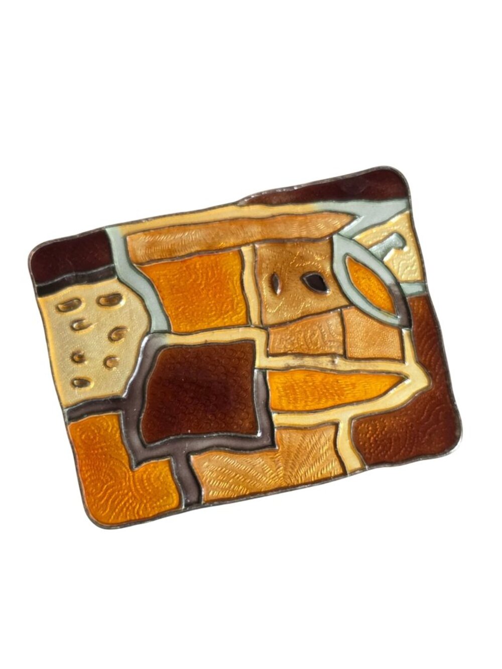 1957 David Andersen Autumn Sterling Silver Enamel Brooch 1.25" x 1.75"